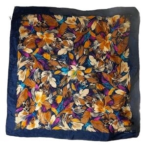 Vintage 70s Hand Rolled Floral Scarf